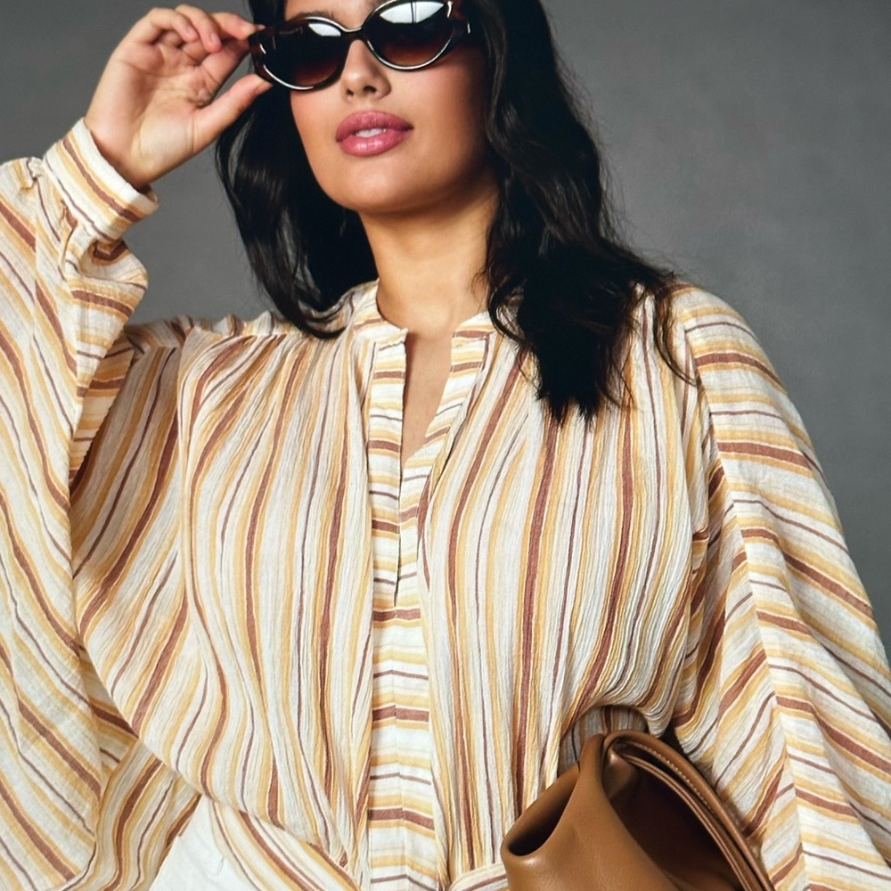 By Anthropologie Tie-Front Blouse